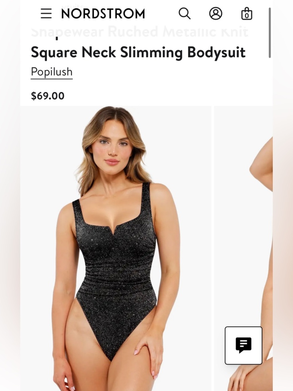 Popilush Shapewear Ruched Metallic Knit Square Neck Slimming Bodysuit Size XL - Picture 2 of 8
